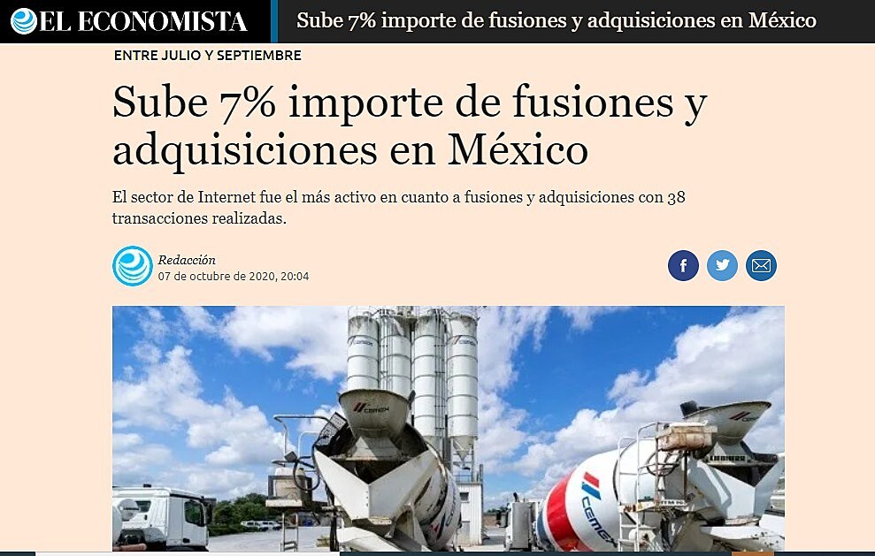Sube 7% importe de fusiones y adquisiciones en Mxico